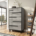 DH by Vintage Denhour 5-Drawer Modern Grey Chest Oak BASIC
