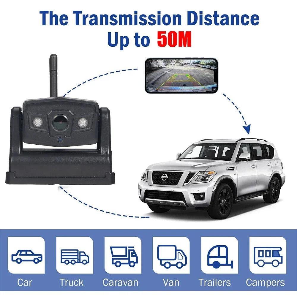Front/Rear View Magnetic Camera, Camera JLLOM Backup Wireless Battery 9600mAh WiFi