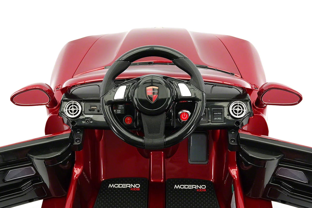 Ride-On Kiddie Electric 12V with R/C Roadster Parental Kids Cherry | Car Red Remote