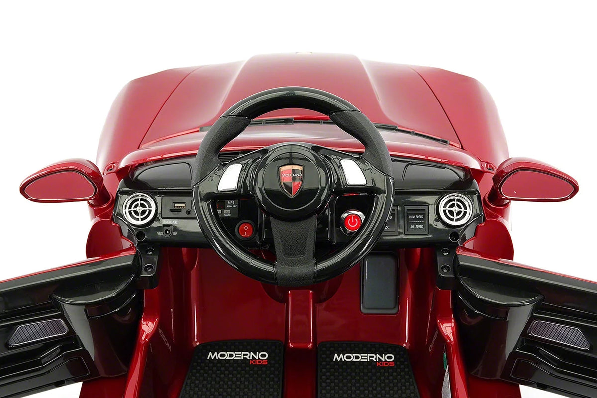 Ride-On Kiddie Electric 12V with R/C Roadster Parental Kids Cherry | Car Red Remote