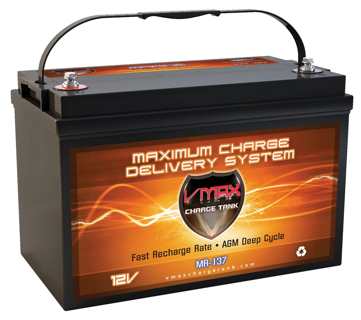 AGM Motors 12V VMAX Battery 50 Cycle Deep Trolling Grp31 MR137-120 Thrust Pound 12 Marine Sealed for 120Ah Volt 50lb