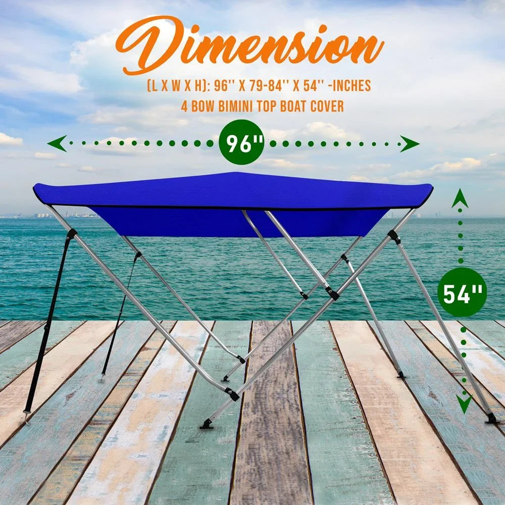 Bow Top 4 Cover with Boat Double 85-90 Walled SereneLife Bimini Blue Inch Frame,