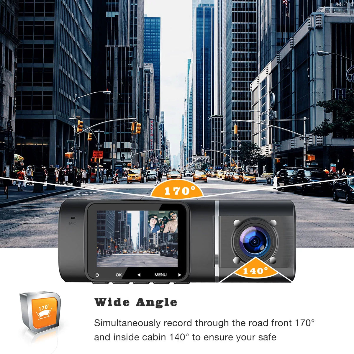 Car Dash Night Cam Vision 1080P IR Inside, TOGUARD Black and 720P FHD HD Camera Front