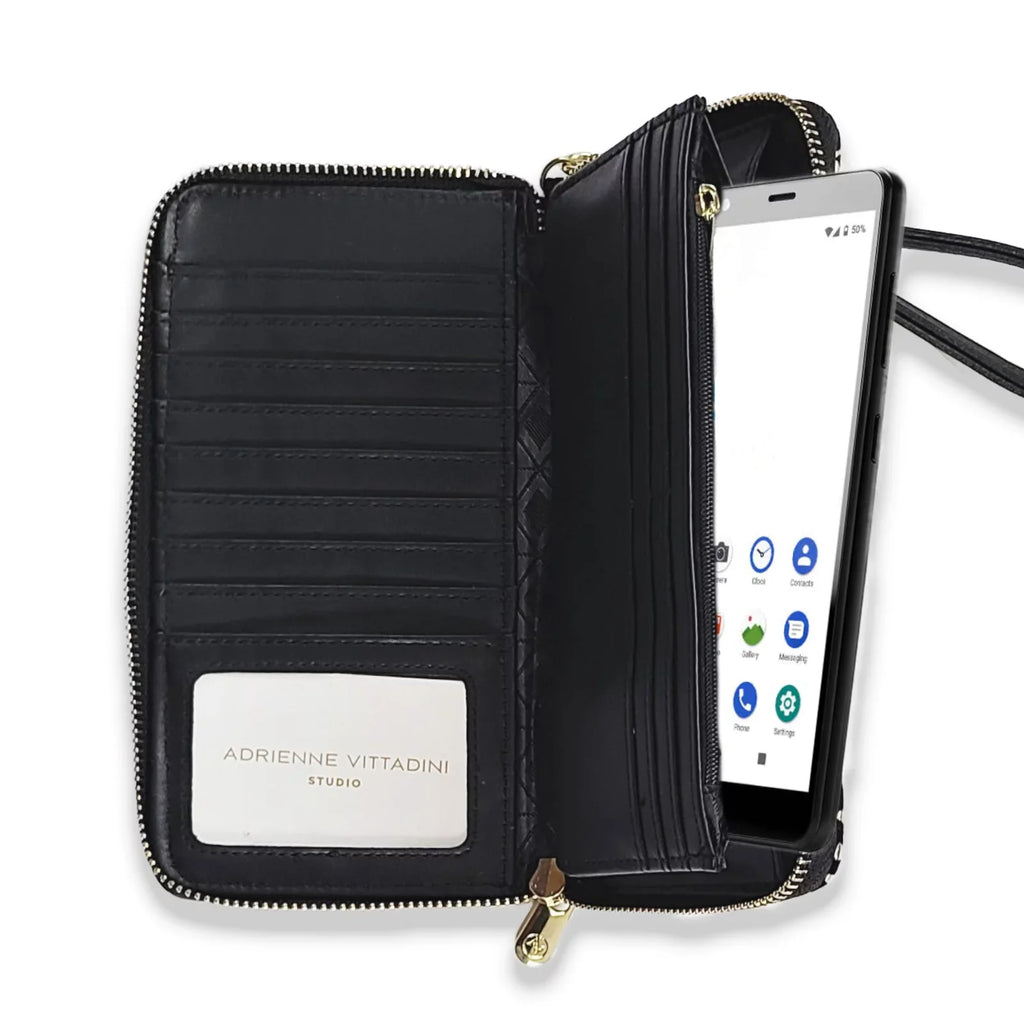 Wallet Vittadini Adrienne Phone Wristlet RFID Case Texture Velvet