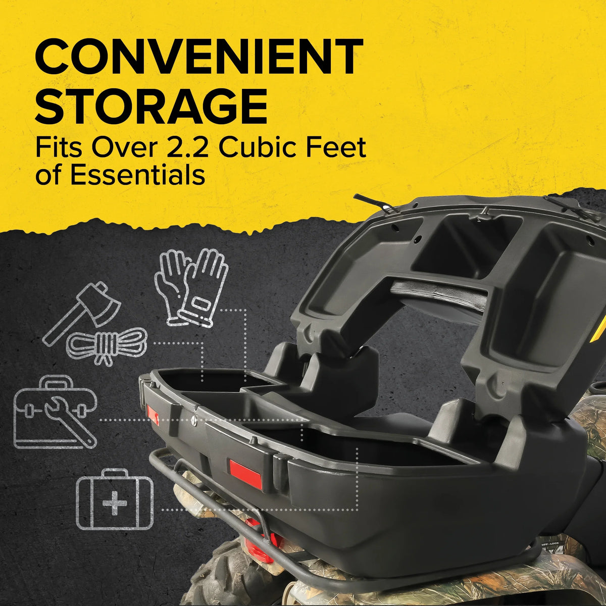 | Soft Lounger Box an Black Storage Boar a Lockable a Seat (66010) Impact-Resistant Storage Box, Camco and Cushion Water-Resistant Features Design, Comfortable Rear and ATV/UTV