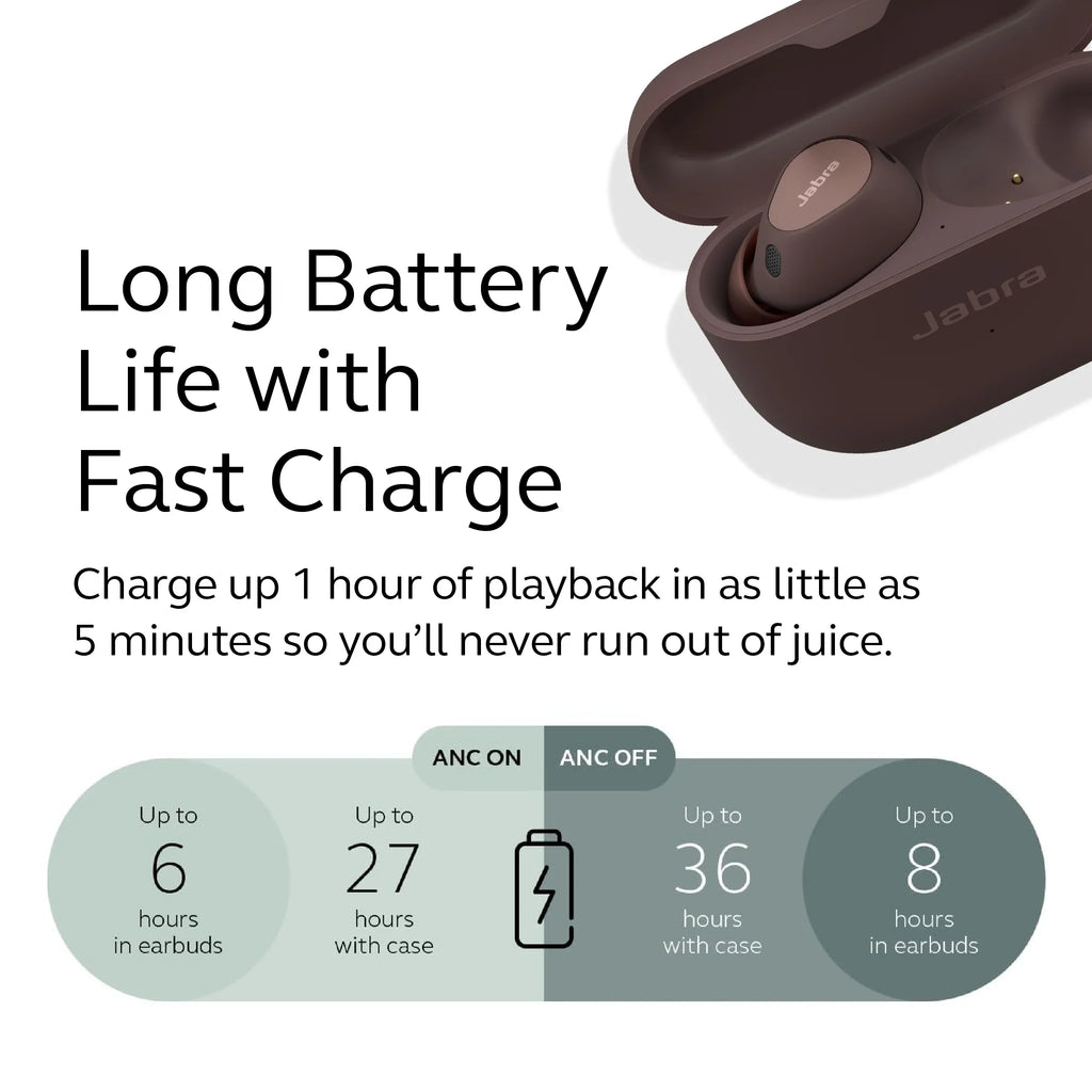 Elite True Active Earbuds, Wireless 10 Jabra Cancelling, Cocoa Bluetooth Noise Adv