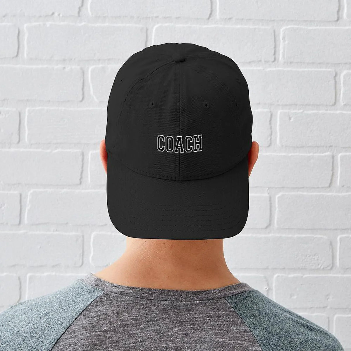 Adjustable CafePress Cap Cotton Baseball Canvas - Black Printed Black Hat - Coach