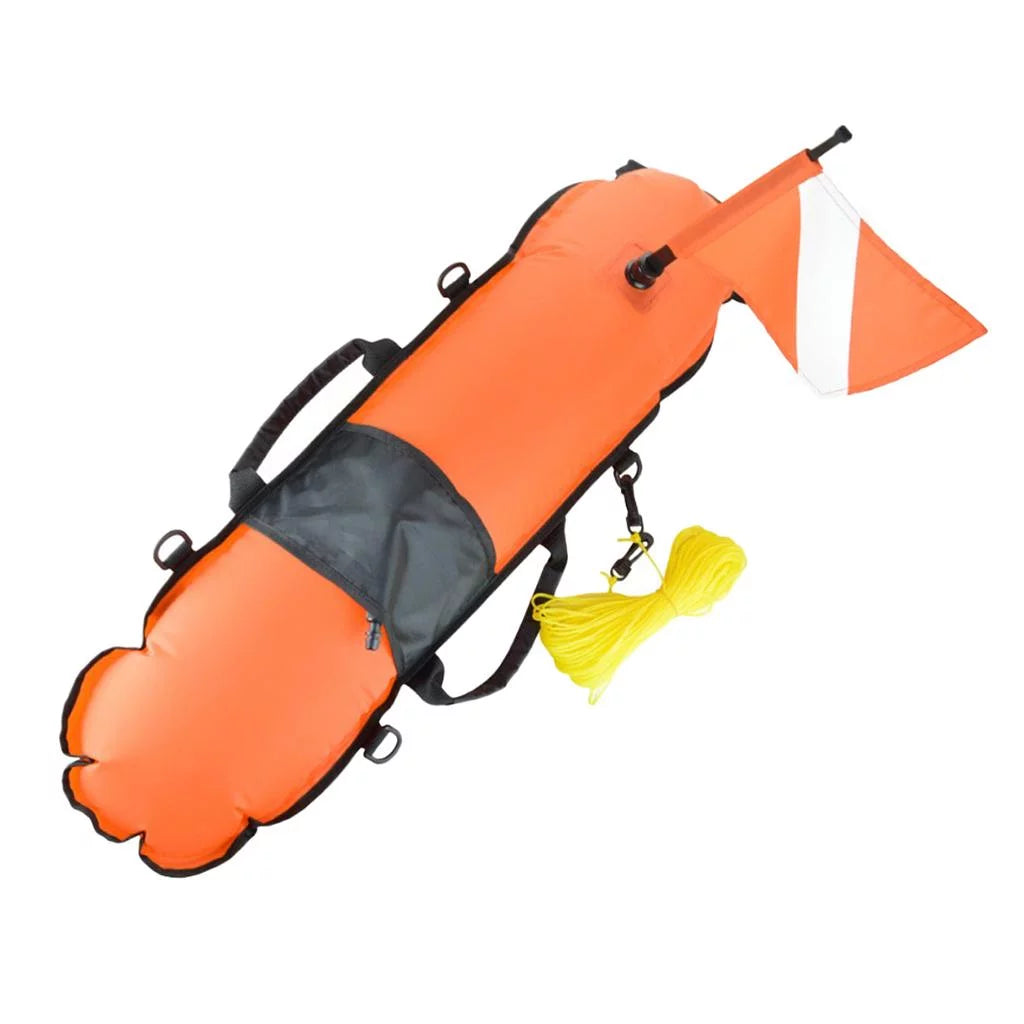 Safety , Visible D-, Spearfishing, 20m Diving with Inflator High Diver Scuba Float Freediving Flag, Oral Buoy Snorkeling,