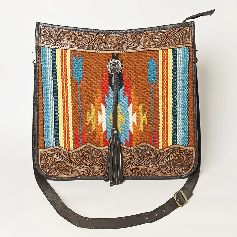 bag Tooled Wool women handbag OHA115 purse Leather HOBO OH Hand Upcycled Genuine OHLAY western