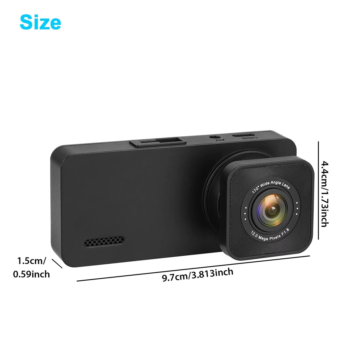 HD Cam, Channel with Dash Dash - Recording Monitor, Night Vision, Backup Black 1080P 3 Camera TSV Loop Parking G-Sensor,