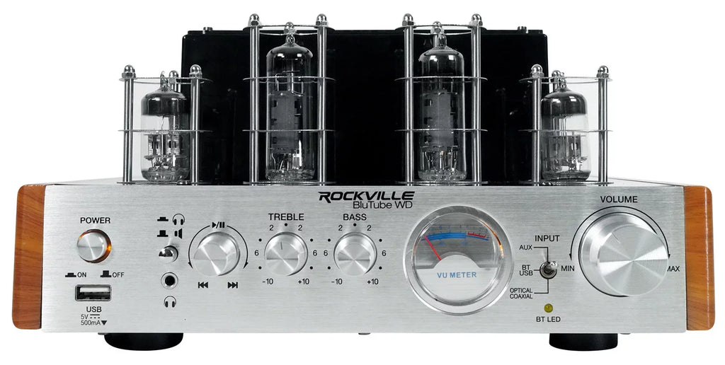 Rockville Amplifier/Home + Receiver Tower (2) BluTube WD Bluetooth Tube Speakers