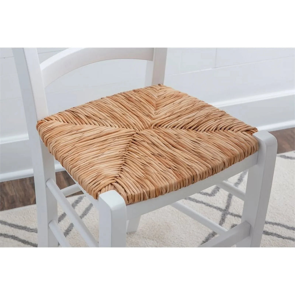 Linon White Karsyn Set Side Rush in Chairs Back of Seat Finish Two Ladder Wood