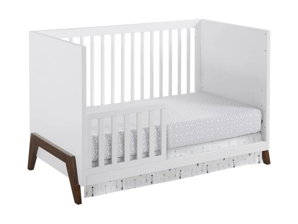 White 3-in-1 Mari & Baby Walnut, Convertible Crib Crib, Oxford Island Wooden Modern
