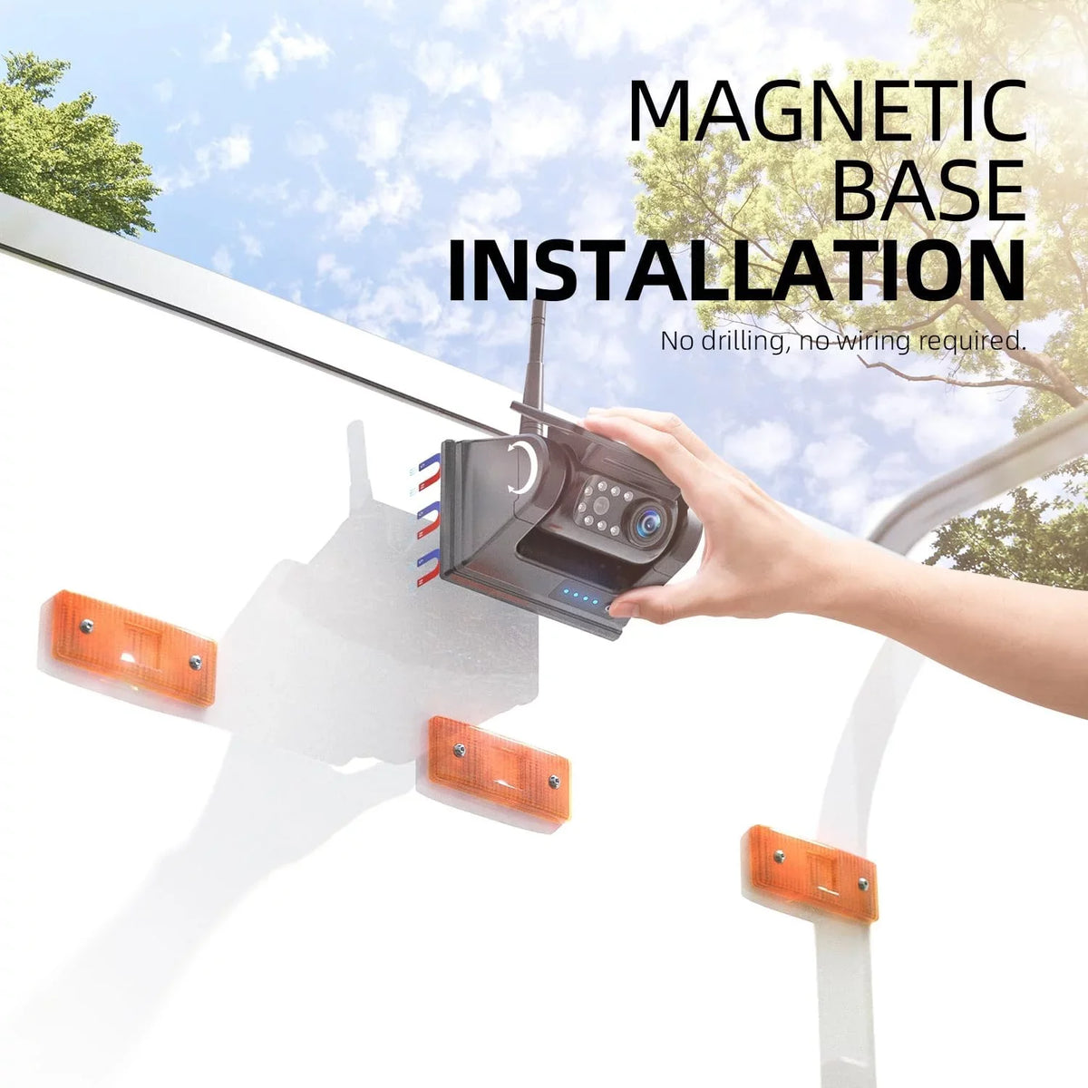 DIY No Solar 1080P Camera Wireless Waterproof Drilling 1 X5 HD eRapta 5'' Magnetic Installation Backup Monitor Min