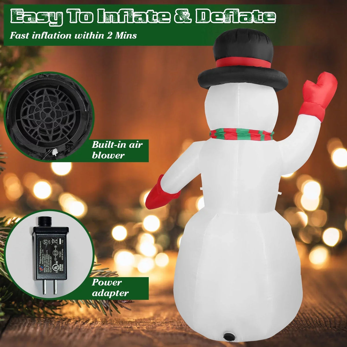 Huge Snowman Snowman, Lawn Holiday Blow Yard for Up Inflatable Light iMountek Winter Holiday Giant Yard 7.9ft Decoration, Christmas Party Up Garden Decor