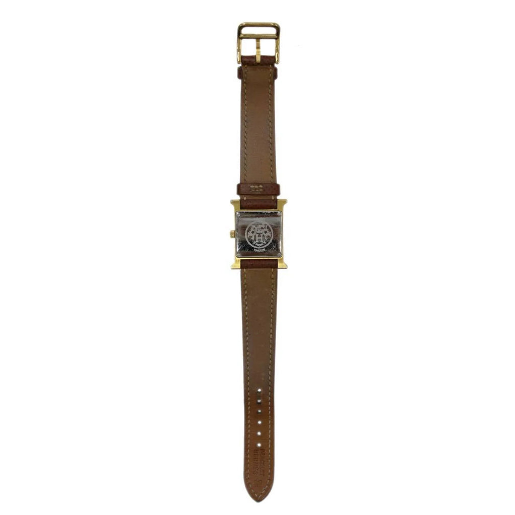 □G White Watch Ladies Hermes (Good) Brown x Dial: HERMES H Pre-Owned Gold HH1.201 Quartz