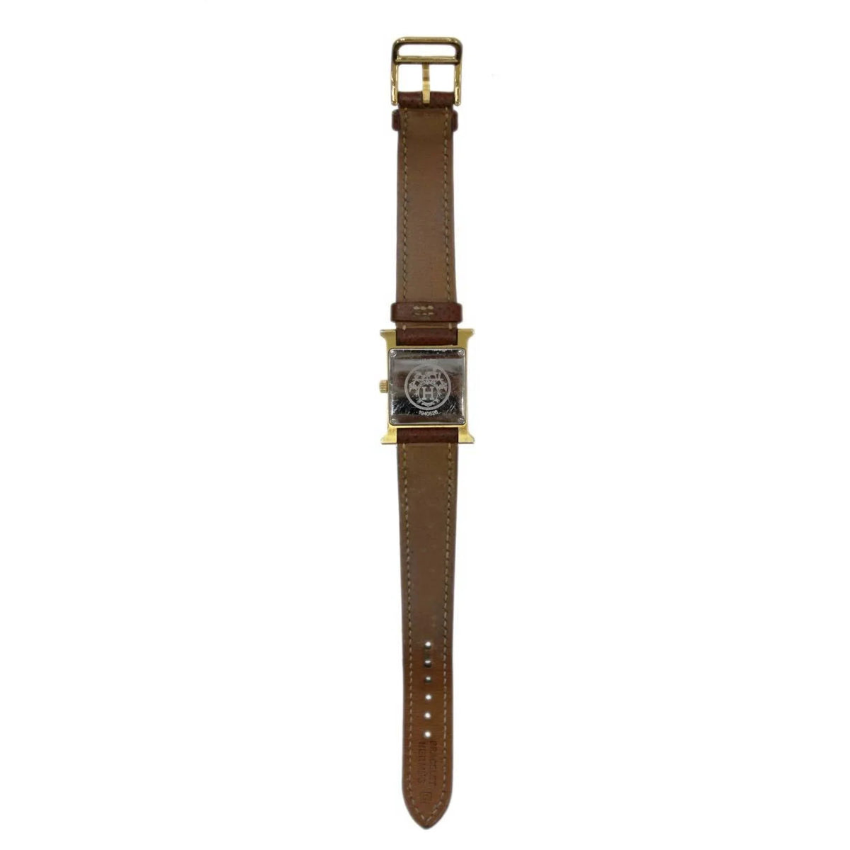 □G White Watch Ladies Hermes (Good) Brown x Dial: HERMES H Pre-Owned Gold HH1.201 Quartz