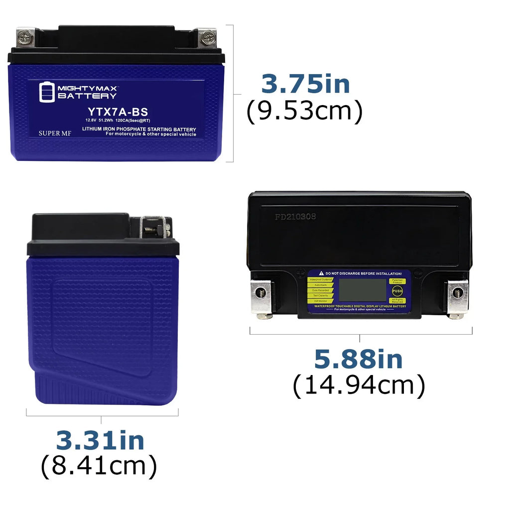Lithium 50 Battery Scooter Evo Pack with YTX7A-BS Compatible Tweet Replacement - 8 2014 Peugeot