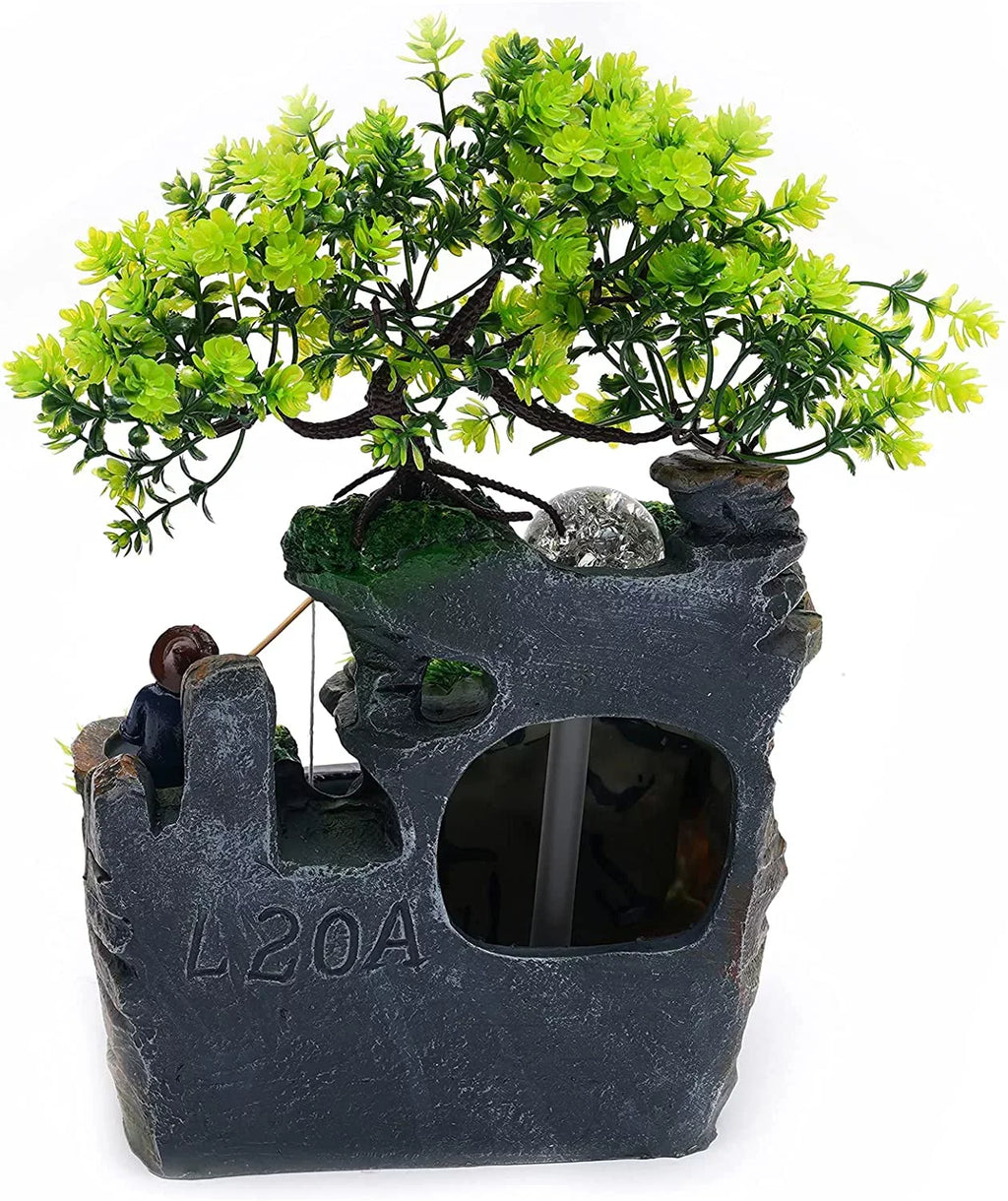 Fengshui Fountain Ornament Waterfall Miumaeov Rockery Decor Zen Desktop