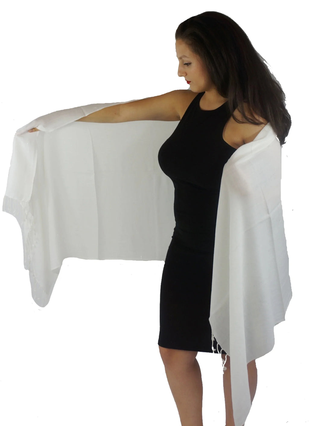 Shawl/Cashmere Scarf/Wool/Silk Shawl/Shawls/Scarf/Scarves/Wrap/Stole/Muffler/Cape/Ruana/Blanket/Throw/Pashmina Regular Shawl) (Cream/Ivory