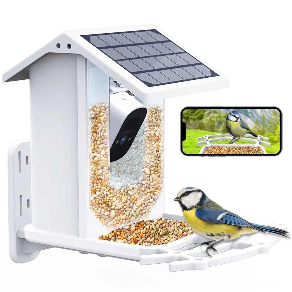 Bird & House, 1080P Species, AI Wi-Fi Auto Bird Solar Bird Feeder ZUPOX APP with White Capture Panel, Camera, Camera Videos Bird HD Smart Identify 2.4G Control