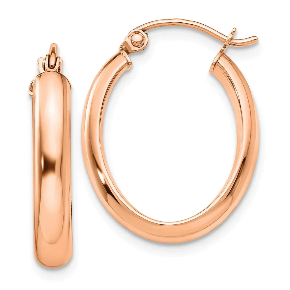 for and Earrings; Real Polished Rose and Oval for Men Gold Adults Women Hoop 14kt Tube Teens;