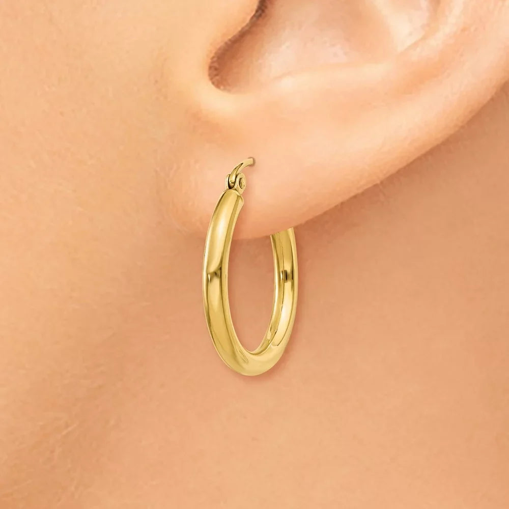 Adults Women Gold Yellow for 14kt Earrings; Hoop Real Polished and 2.5mm Tube for Teens; and Men