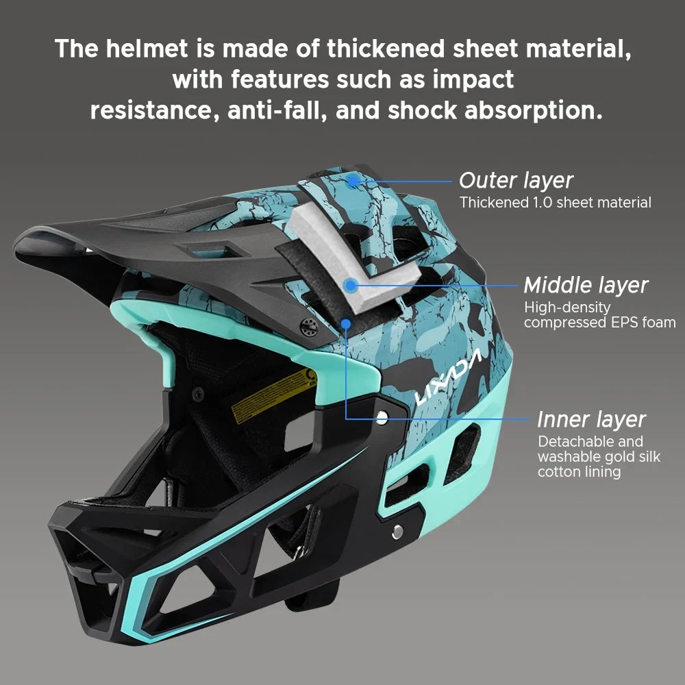 Bike Helmet Dadypet Face Head - 59-61cm Helmet MTB 31 Mountain Adult Full for Vents, Circumference Men/Women, Downhill Visor,