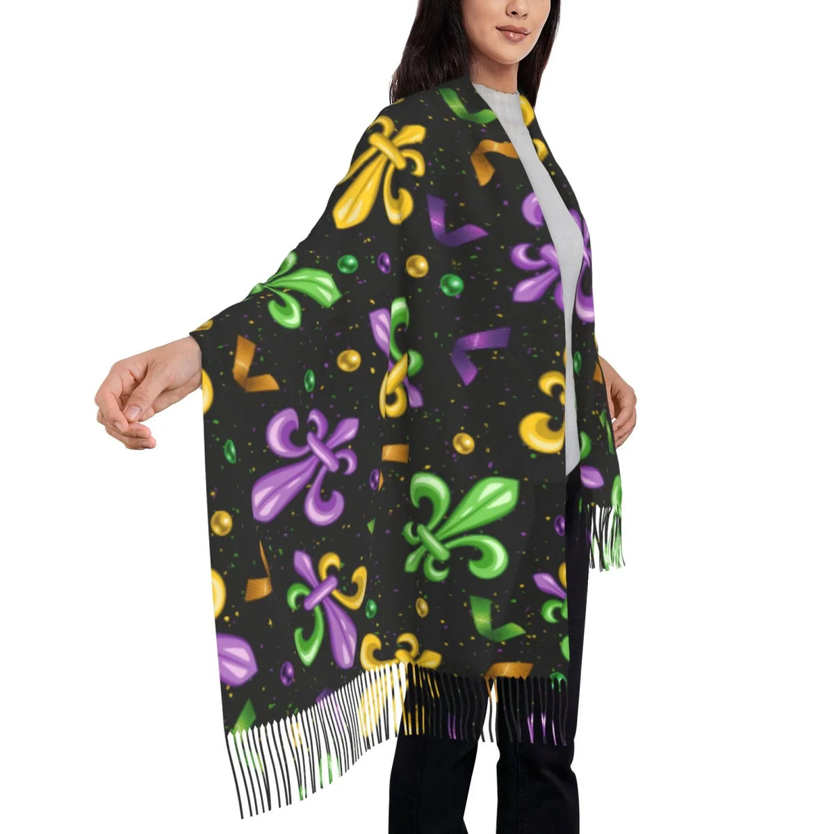 Women Gras Cashmere Art Print Shawl Elegant Feel Warm Mardi Carnival4 Soft Large Winter Bingfone Scarves For Scarf Gifts- Wrap