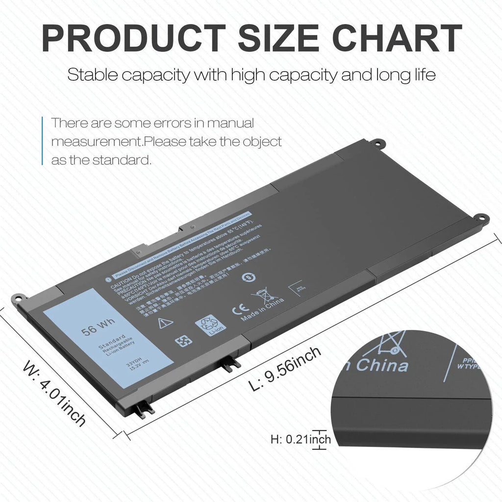 15 17 33YDH 7778 Battery 7580 For 15 7577 7570 7786 Inspiron Vostro 7779