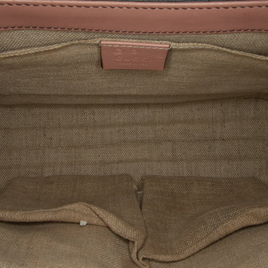 Authenticated Leather Calf Gucci Bag Shoulder Emily Pre-Owned (Good) Pink Medium Microguccissima Unisex