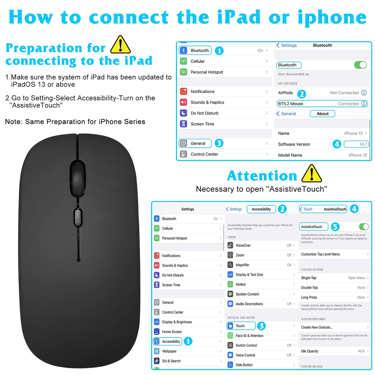 Axon and Mouse Onyx Slim Ergonomic Mouse Pro Bluetooth Mac/Tablet/iPad/PC/Laptop Rechargeable Combo 30 ZTE Black and Keyboard 5G Keyboard and All - Ultra Bluetooth Enabled Full-Size for
