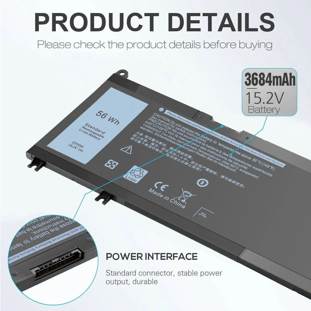 15 17 33YDH 7778 Battery 7580 For 15 7577 7570 7786 Inspiron Vostro 7779