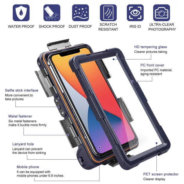 Surfing Case Axon Underwater Video Up Housing ZTE [15m/50ft] 7 UrbanX all Inch Professional Photo LCD Phones Waterproof to And Protective with Lanyard Diving Snorkeling Swimming for 6.9