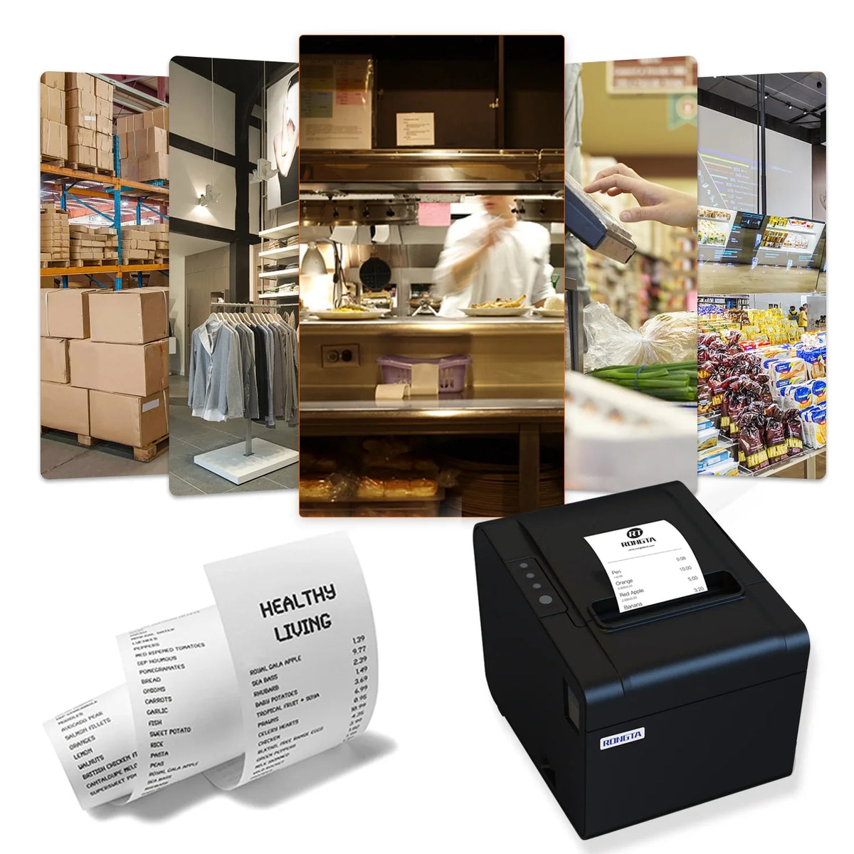 for Optional Ethernet Receipt Auto Drawer,USB Cutter Support RONGTA Printer Printer, USB Kitchen Cash Serial Windows/Mac/Linux POS (RP326) Printer, Interface Restaurant 80mm Thermal with