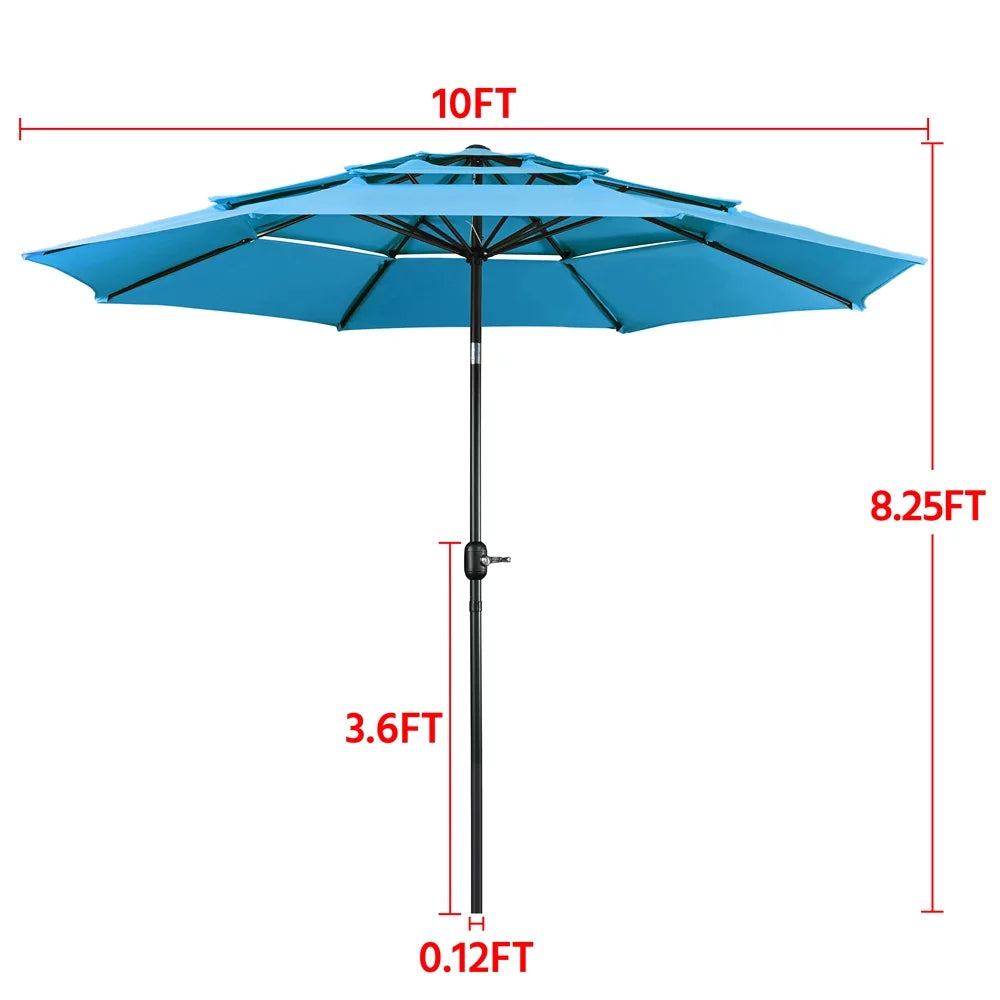 with Umbrella 8 Stand, lb Ribs+ 26.5 10ft 18'' Sky Blue Outdoor Patio Sturdy Base Yaheetech