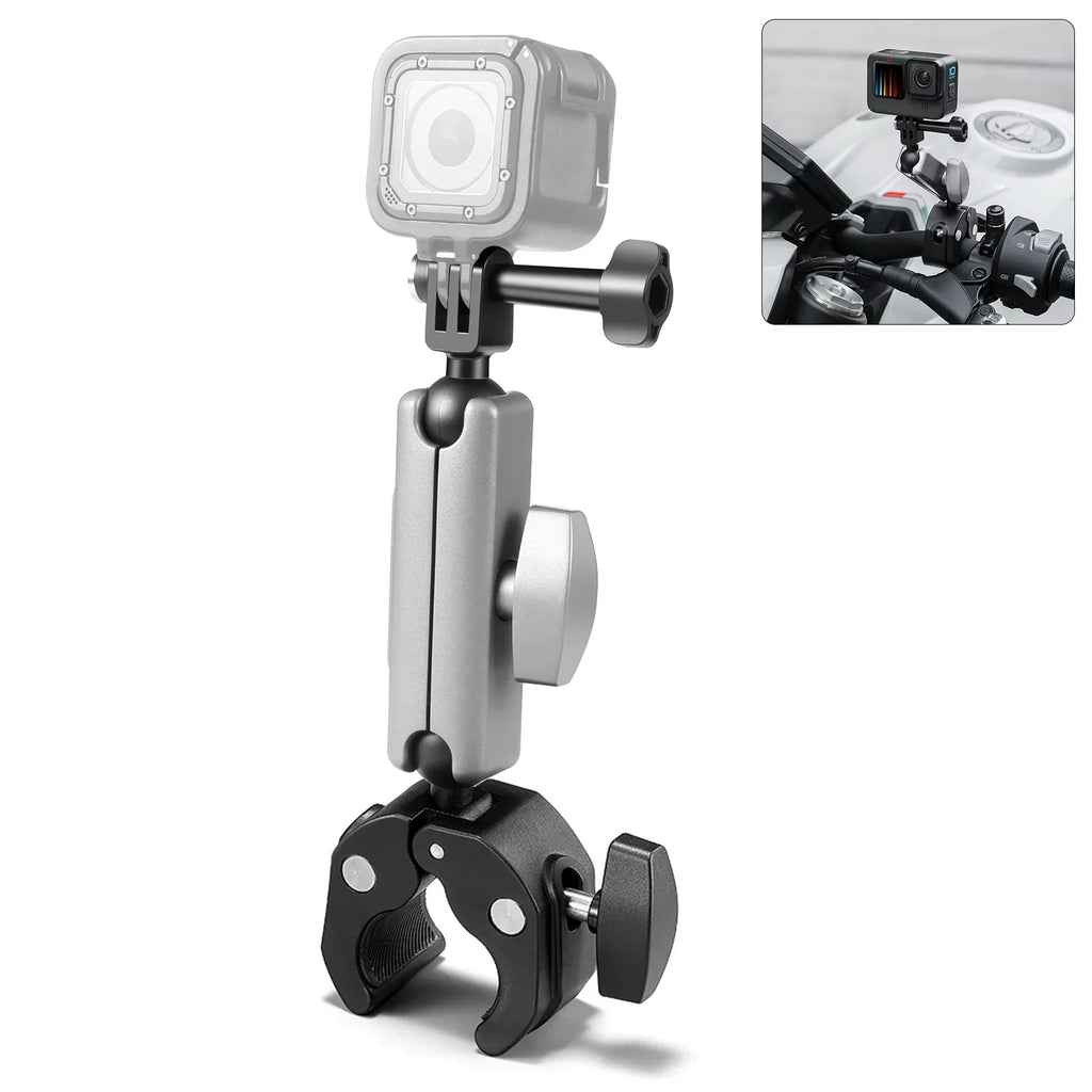 Mount, Ball PULUZ Aluminum Adapter, Clamp PU867B Compatible Alloy Dual Handlebar 11/10/9/8 AKASO DJI Hero Head, Rotatable