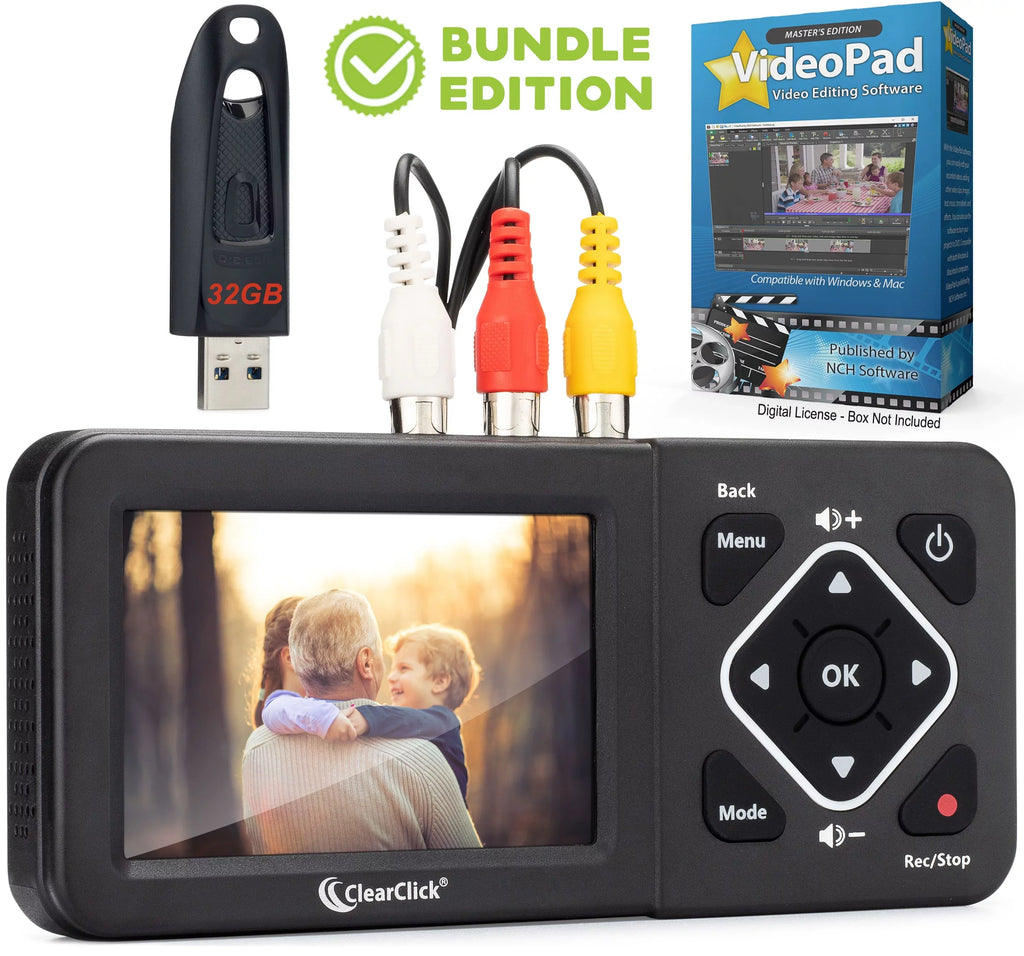 (Second Generation) 2.0 ClearClick - Edition) RCA, Video Converter Camcorder, Gaming DVD, Tapes, Systems to VCR's, AV, Record Video from Hi8, Digital (Bundle VHS