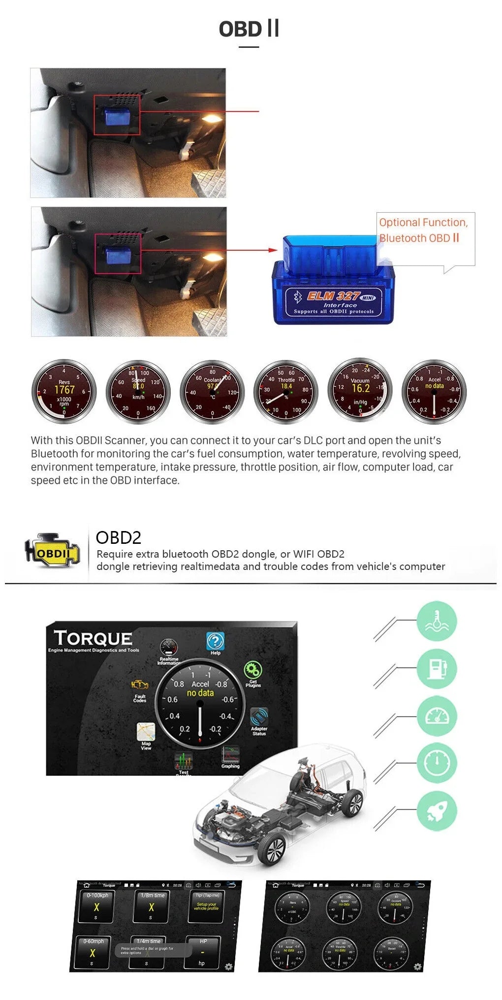 IPS Bluetooth 10.1" Wireless Android Camera Radio Auto USB Receiver WiFi Carplay GPS Double Car AHD Stereo Screen 1280*720 2+32GB Android FM/RDS Din Backup Navigation