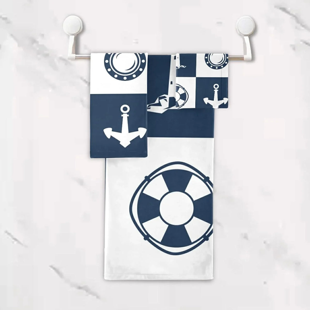 Towels for Checked Vessel 3 Decorative Dreamtimes Absorbent Bathroom Towels Anchor Sailing Soft Sets Towel Lighthouse Cotton Fingertip Piece Hand Bath