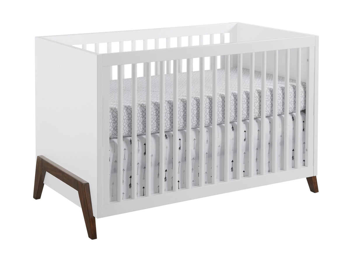 White 3-in-1 Mari & Baby Walnut, Convertible Crib Crib, Oxford Island Wooden Modern