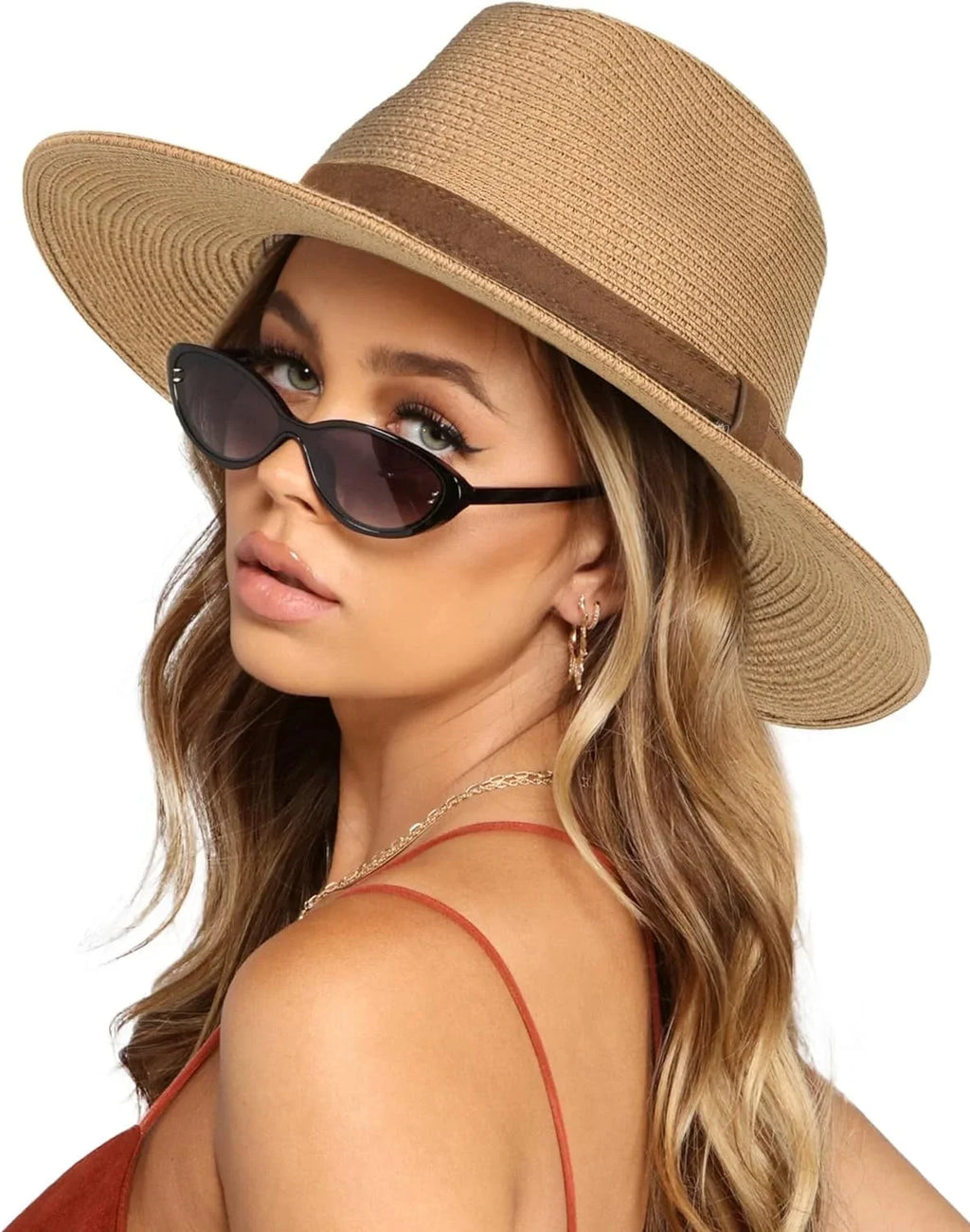 Hat Hat Straw Straw Hat Mens Wide Women for Fedora UPF Panama Womens Summer Beach Sun FURTALK Brim
