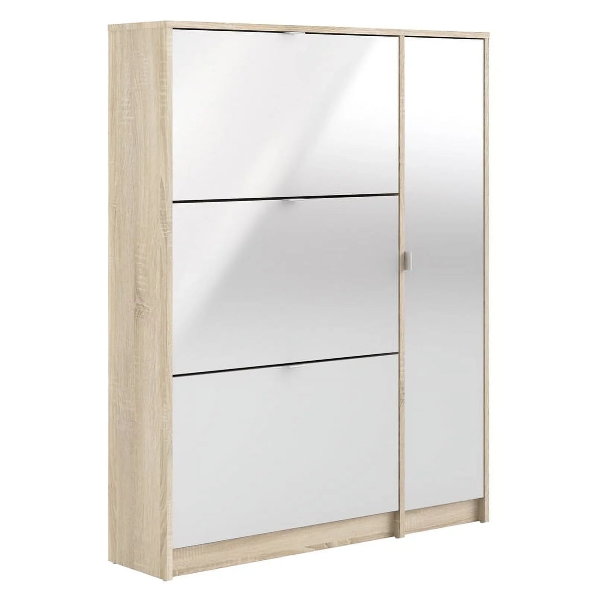 in & High 2 Allora with Gloss Drawer Oak-White 3 Cabinet Shoe Layers Door