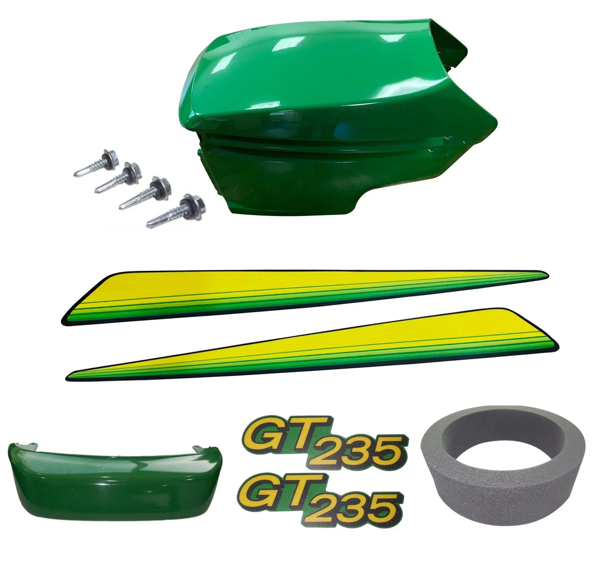 Fits S/N Hood/Bumper/LH John Deere Upper and GT235E UP and RH Stickers Lower New