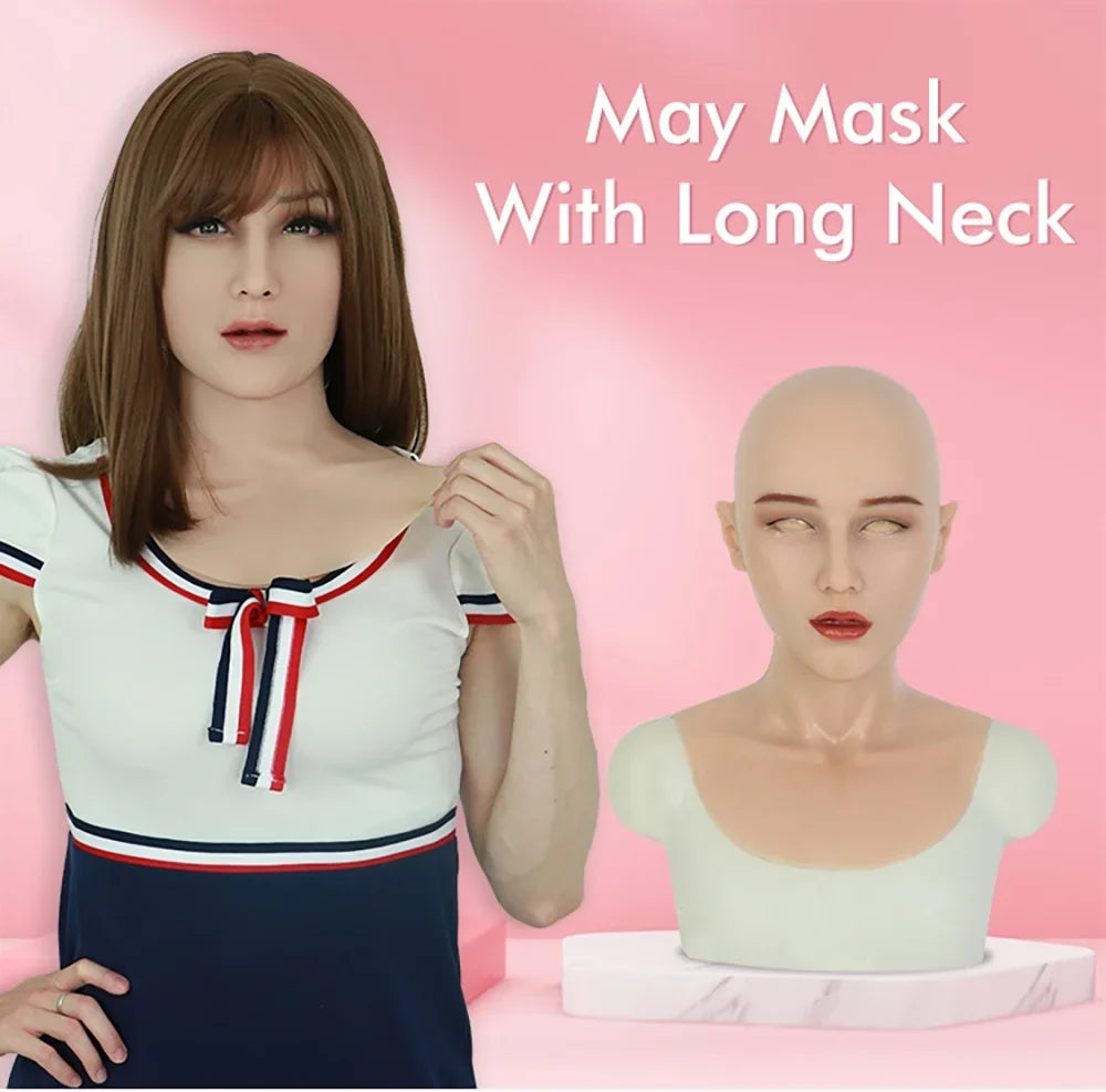 ROANYER Realistic Cosplay Mask Crossdresser Human Skin Silicone Face Female