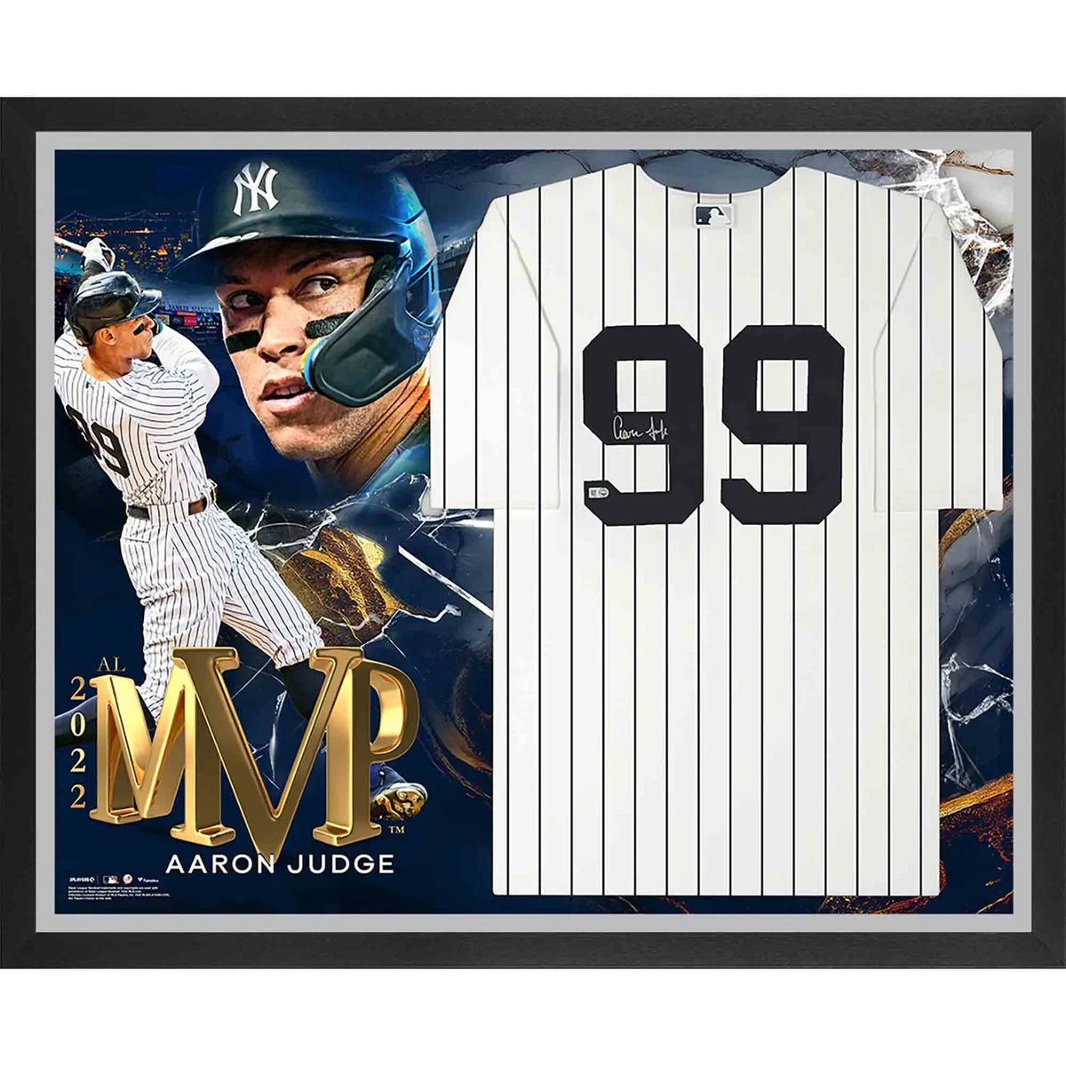 Judge Jersey Authentic New Yankees White York 2022 Autographed Framed Collage AL MVP Nike Aaron