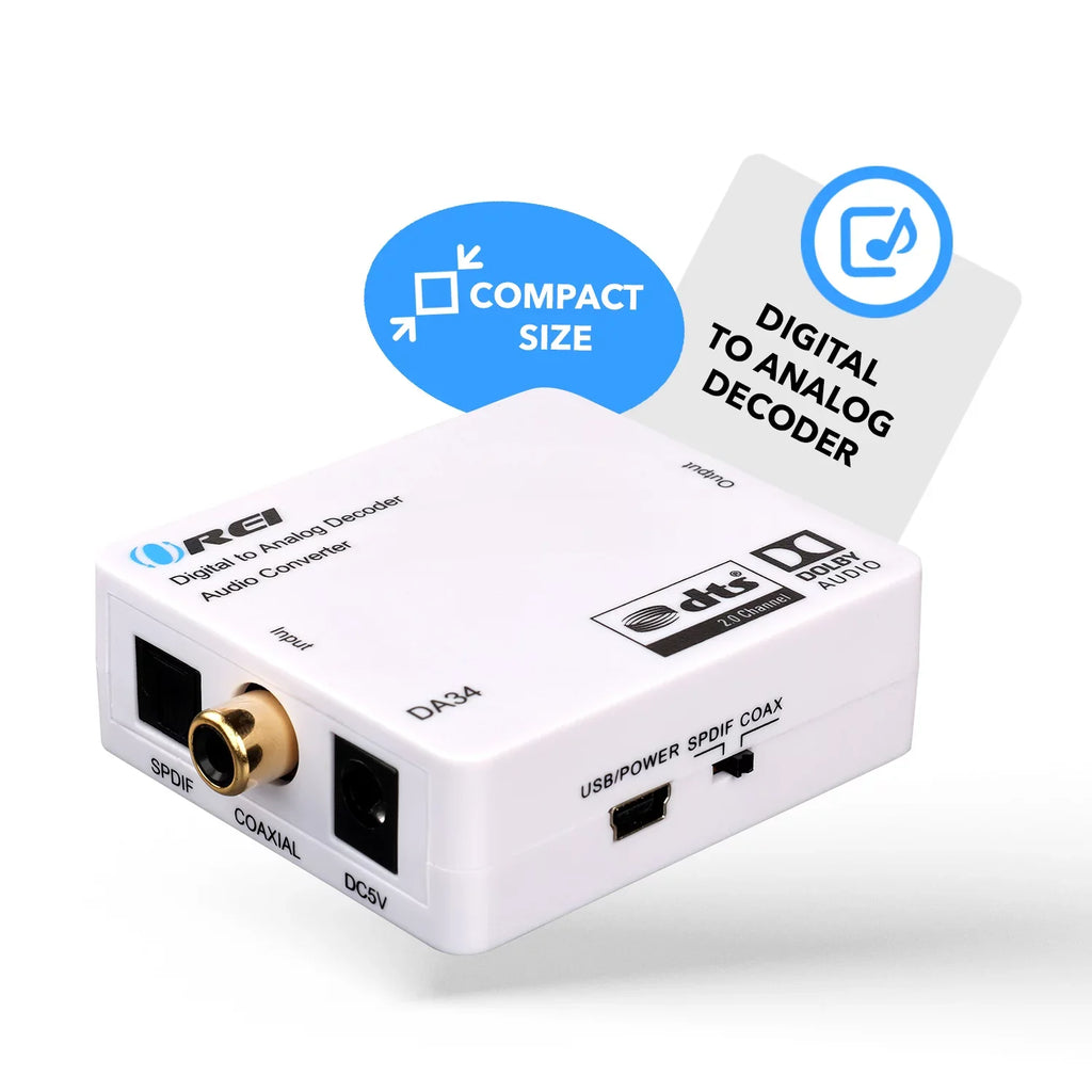 Input to Analog 5.1-Channel DA34 RCA Headphone Output Decoder Orei to L/R/3.5mm Digital SPDIF/Coaxial Audio