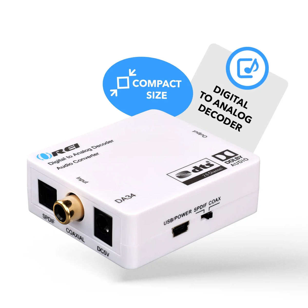 Input to Analog 5.1-Channel DA34 RCA Headphone Output Decoder Orei to L/R/3.5mm Digital SPDIF/Coaxial Audio