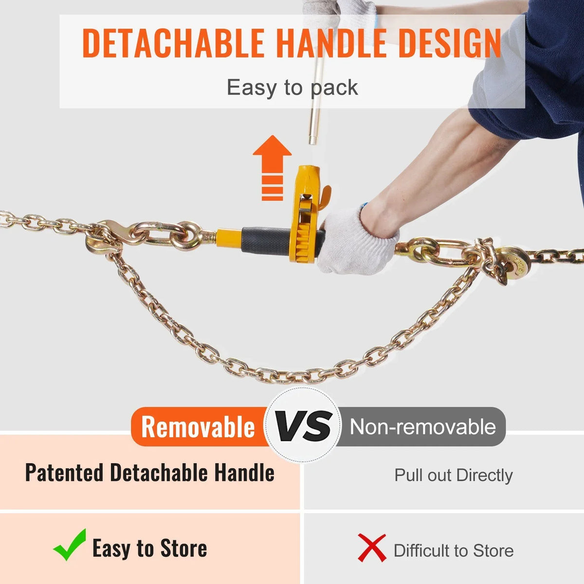 Anti-skid Ratchet Handle, G80 Heavy Duty Chain 38"-12" Pc Hauling VEVOR Down for 12000 Labor-saving Trailer, Binders with lbs Secure Binder, Binders, Load 4 Limit, Flatbed Chain Truck Tie Load Hooks