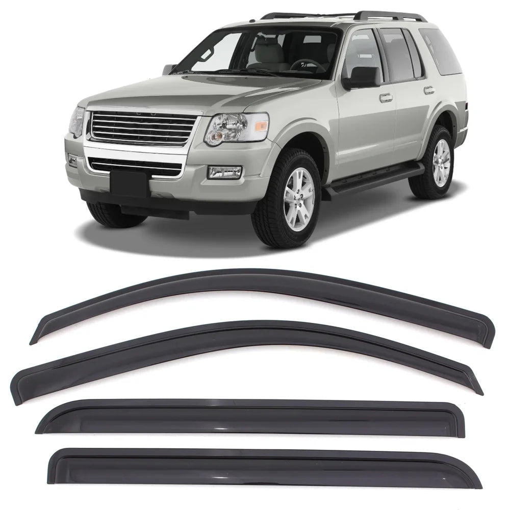 2015 Set with 2016 2013 Rain 2012 Window Mount 4Pc 2014 2018 11-19 Acrylic 2011 Motorsports Vent Outside Compatible Visors Explorer 2017 Ford Guard Deflector Ikon